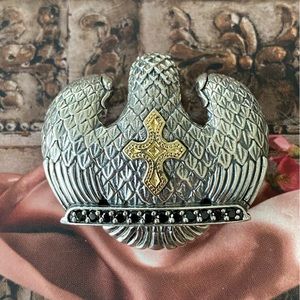 INCREDIBLY DETAILED KONSTANTINO 18KT & STERLING EAGLE PENDANT